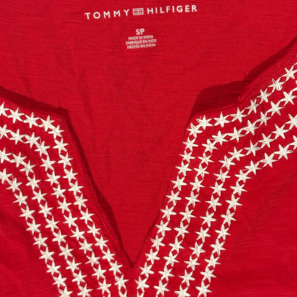 Tommy Hilfiger Red Tank Top with White Embroidery - Picture 2 of 3